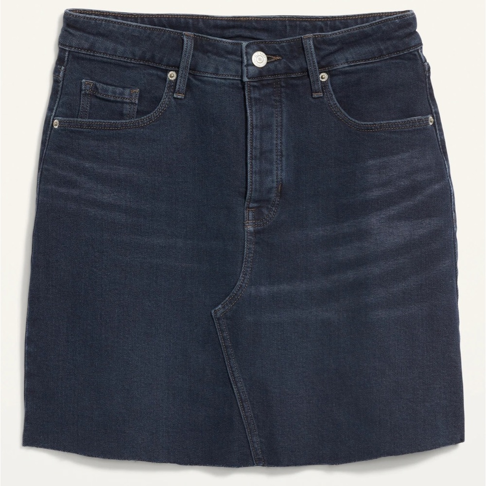 OLD NAVY High-Waisted Button-Fly Cut-Off‎ Mini Jean Skirt